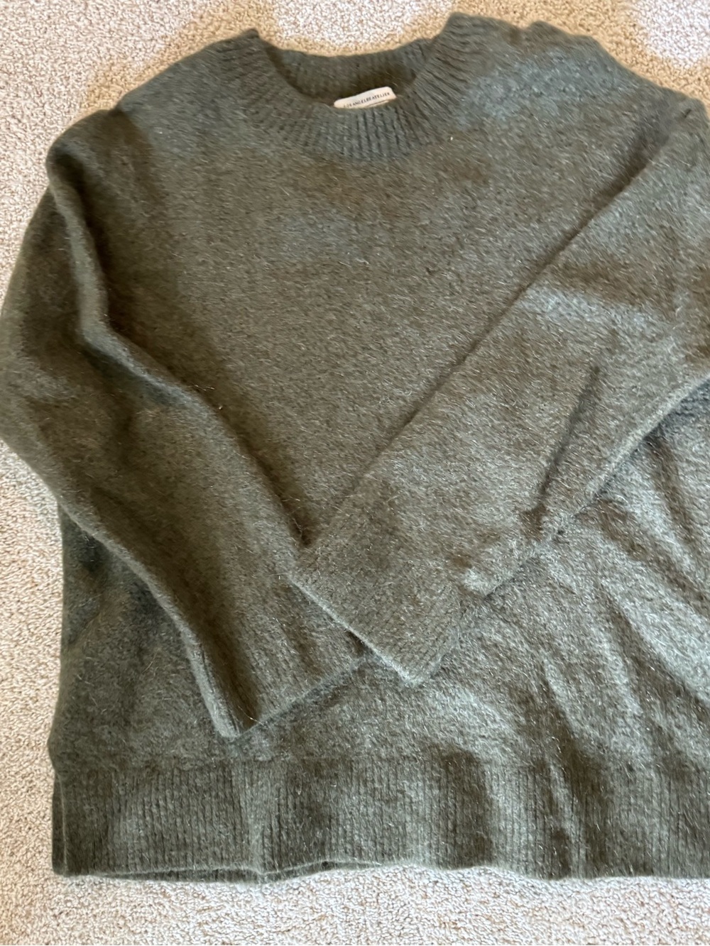 Los Angeles atelier and Other Stories Olive Green Fuzzy Knit Sweater